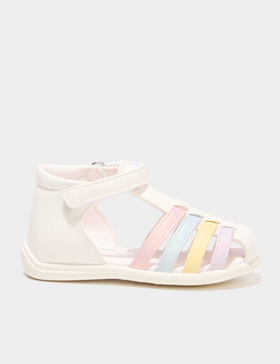 Sandales &agrave; scratchs semelle souple multicolore b&eacute;b&eacute; fille
