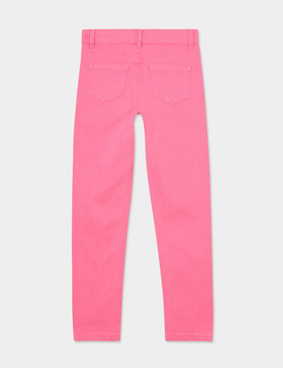 Pantalon skinny 5 poches coton rose fushia fille