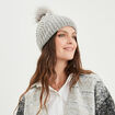 Bonnet à pompon gris clair femme