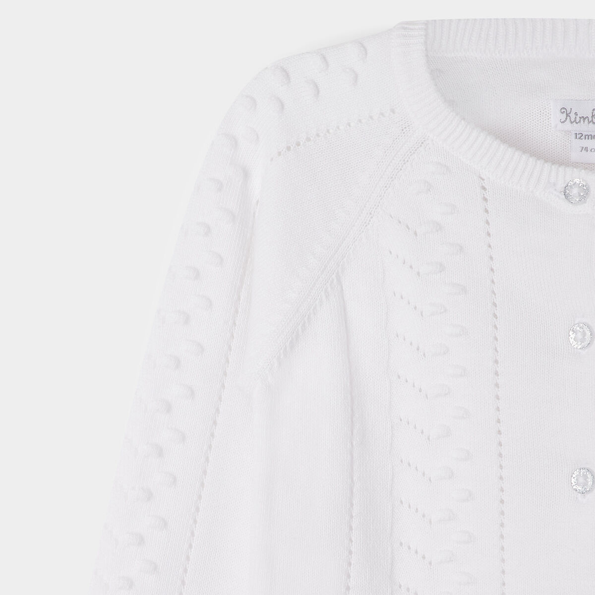 Gilet manches longues boutonné coton blanc bébé fille