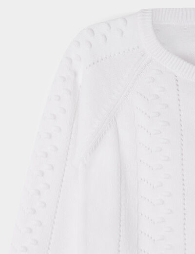 Gilet manches longues boutonné coton blanc bébé fille