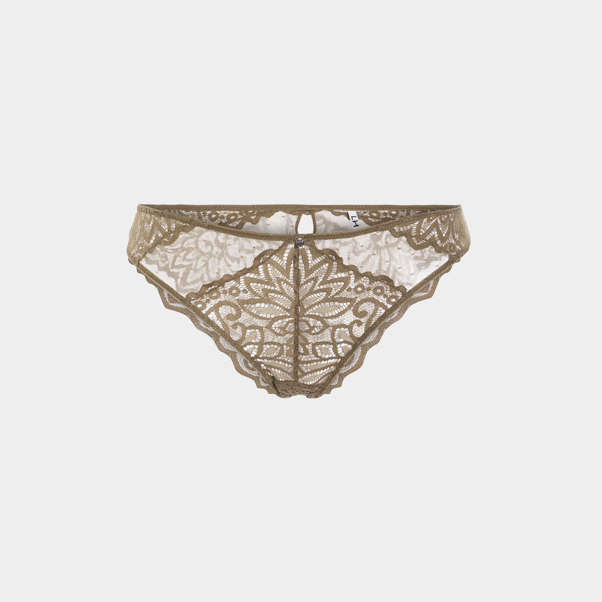 Culotte en dentelle et tulle vert kaki femme