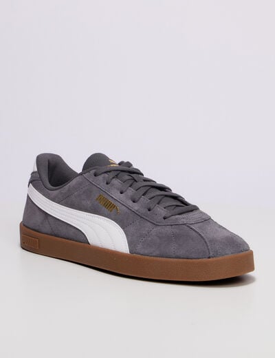 Baskets &agrave; lacets en cuir Puma Club II gris fonc&eacute; homme
