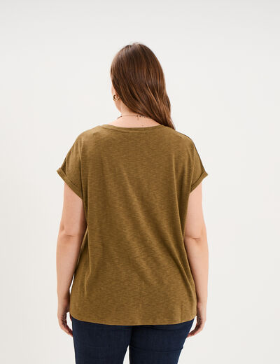 T-shirt droit manches courtes col rond beige femme grande taille