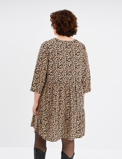 Robe fluide col en V noeud beige femme grande taille