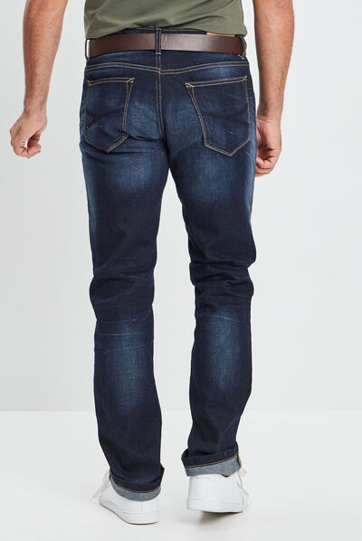 Jeans regular ceinturé denim brut homme