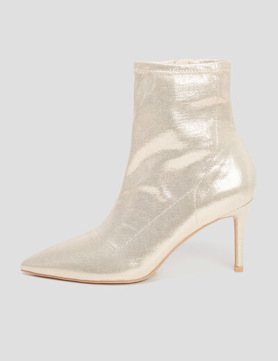Bottines bouts pointus talons aiguilles jaune or femme