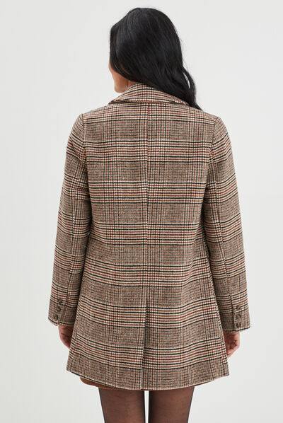 Manteau mi-long boutonnage croisé beige femme
