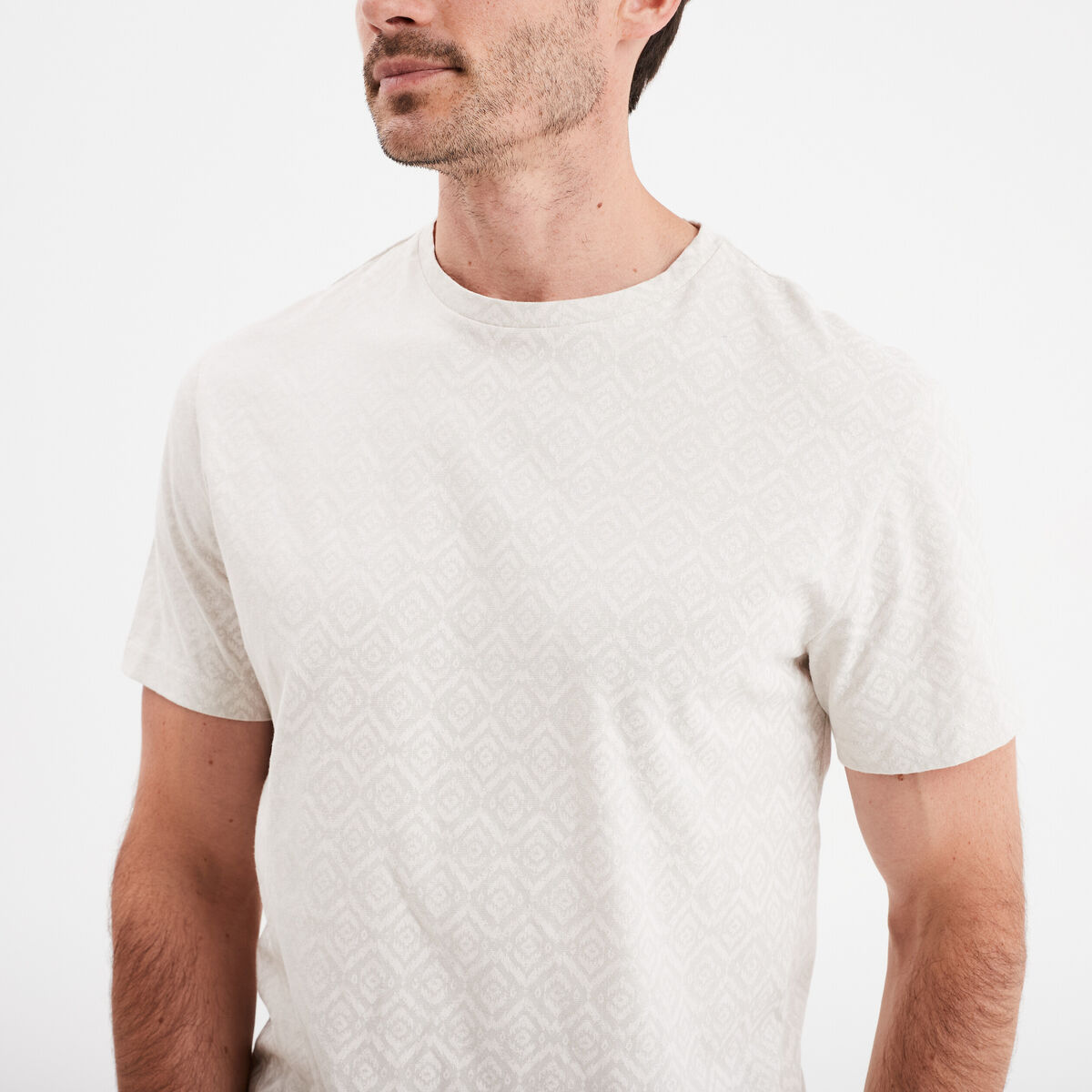 T-shirt manches courtes col rond creme homme