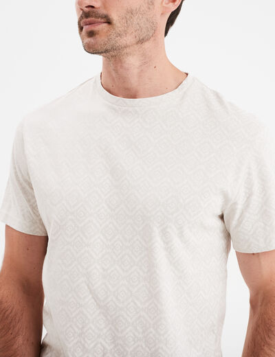 T-shirt manches courtes col rond creme homme