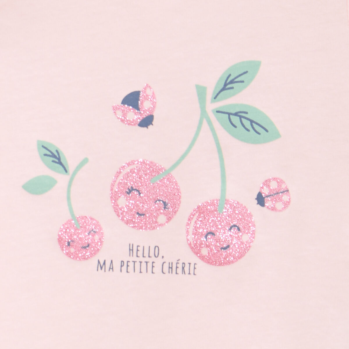 T-shirt &agrave; paillettes coton rose clair b&eacute;b&eacute; fille