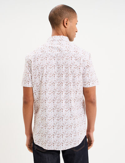 Chemise manches courtes coton ecru homme