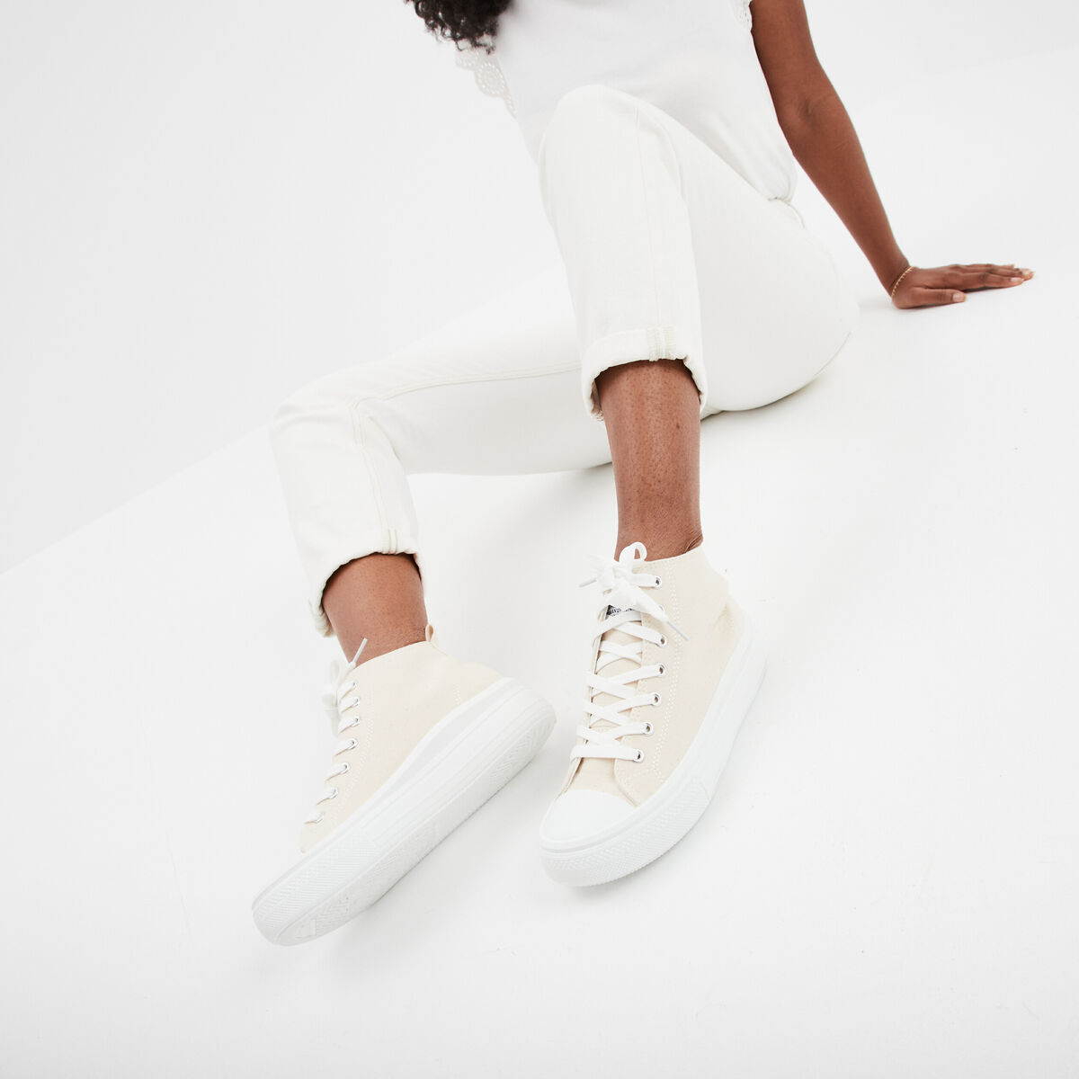 Baskets montantes en toile Creeks sable femme