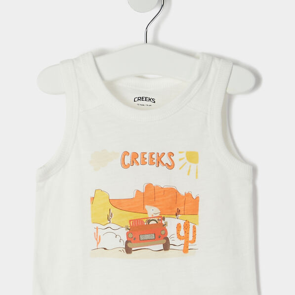Débardeur bretelles larges Creeks ecru bébé garçon