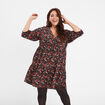 Robe évasée col cache-coeur manches 3/4 bordeaux femme grande taille