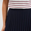 Jupe midi plissée patineuse bleu foncé femme