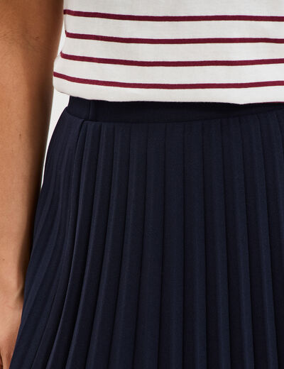 Jupe midi plissée patineuse bleu foncé femme