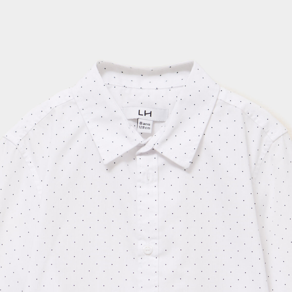 Chemise droite &agrave; manches longues blanc gar&ccedil;on
