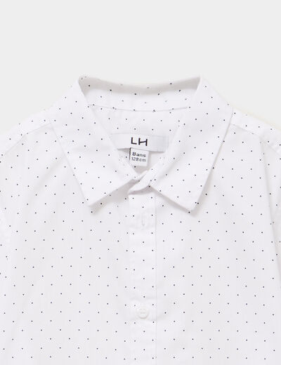 Chemise droite &agrave; manches longues blanc gar&ccedil;on