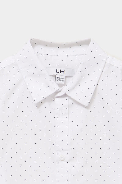 Chemise droite &agrave; manches longues blanc gar&ccedil;on