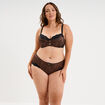 Shorty effet satin avec dentelle marron femme grande taille