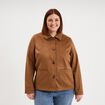 Veste effet su&eacute;dine boutonn&eacute;e marron femme grande taille