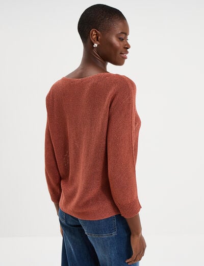 Pull droit col rond manches longues vieux rose femme