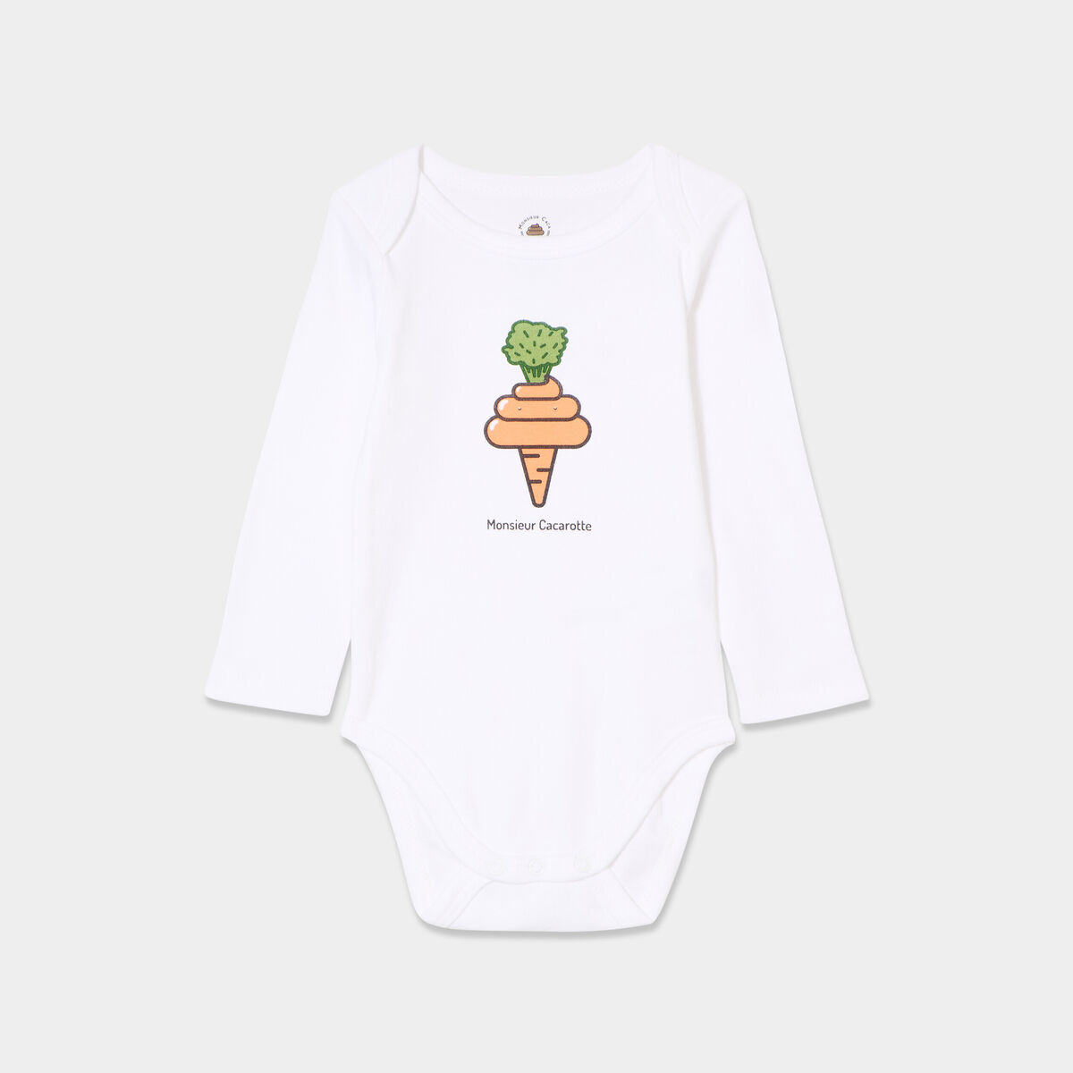 Body US coton Monsieur Caca x La Halle blanc b&eacute;b&eacute; gar&ccedil;on