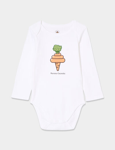 Body US coton Monsieur Caca x La Halle blanc bébé garçon