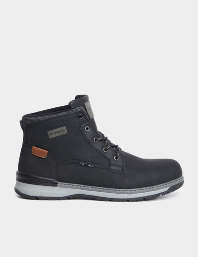Bottines montantes &agrave; lacets noir homme
