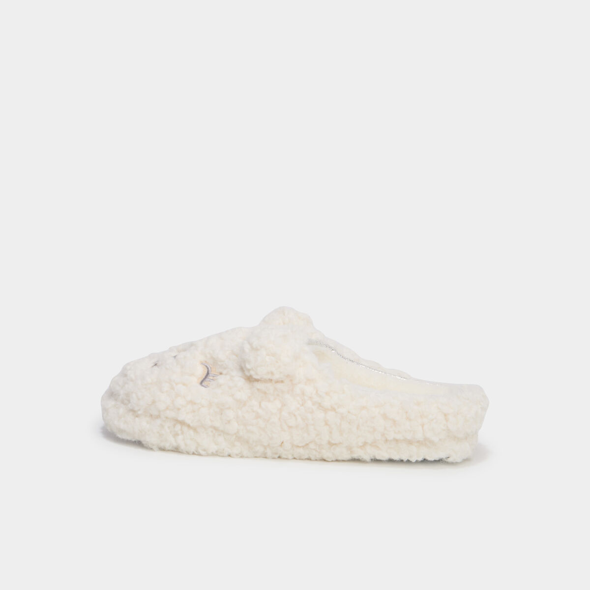 Chaussons mules effet polaire blanc femme
