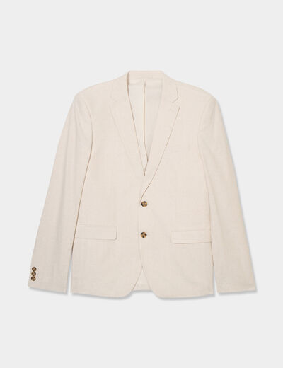 Veste blazer droite lin m&eacute;lang&eacute; gris clair homme