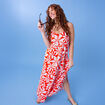 Robe avec bretelles longue orange femme