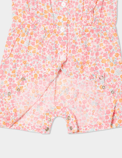 Combishort taille élastiquée coton ecru bébé fille