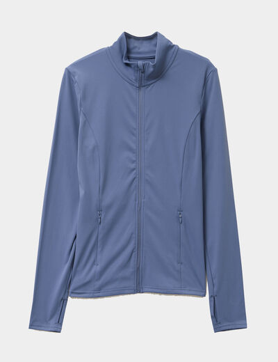 Veste de sport ajust&eacute;e avec fermeture bleu fonc&eacute; femme