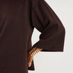 Top oversize col montant manches 3/4 marron fonc&eacute; femme