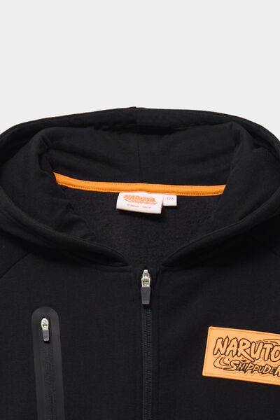 Sweat zipp&eacute; &agrave; capuche Naruto molleton noir gar&ccedil;on