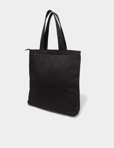 Sac tote bag zipp&eacute; noir femme