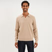 Pull col polo manches longues beige homme