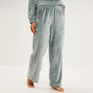 Pantalon effet polaire d&eacute;tails torsades bleu gris femme