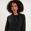 Pull fin col &eacute;charpe manches longues gris fonc&eacute; femme
