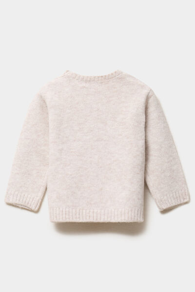 Pull &eacute;paule boutonn&eacute;e manches longues beige b&eacute;b&eacute; gar&ccedil;on