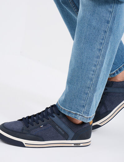 Tennis toile à lacets bleu homme