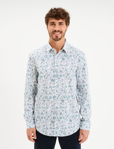 Chemise ajust&eacute;e manches longues blanc homme