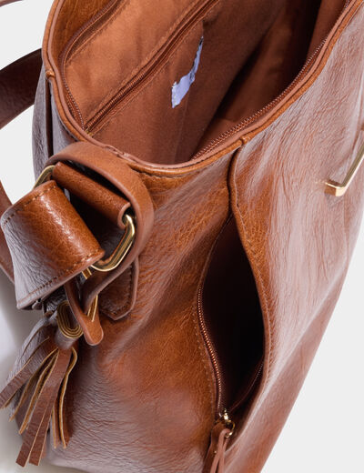 Sac port&eacute;-&eacute;paule marron cognac femme