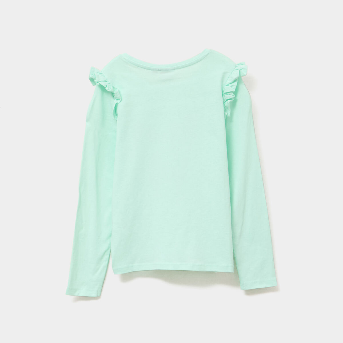 T-shirt à manches longues sequins coton vert clair fille
