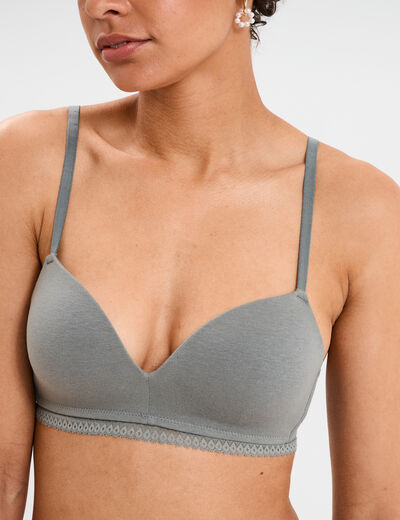 Soutien-gorge triangle paddé coton vert kaki femme