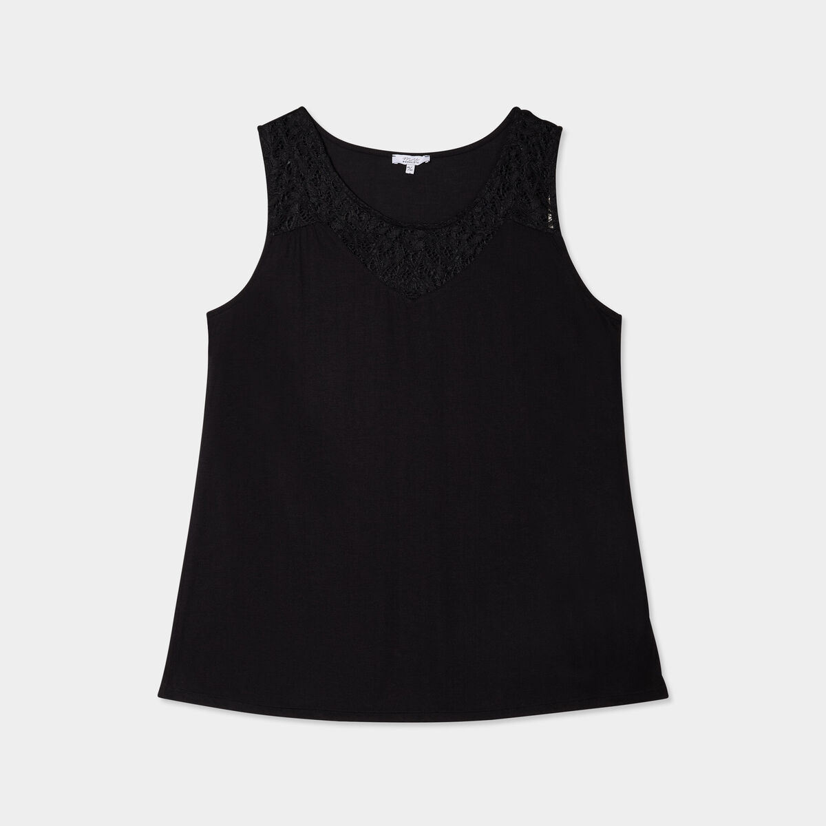 Débardeur col en dentelle noir femme grande taille