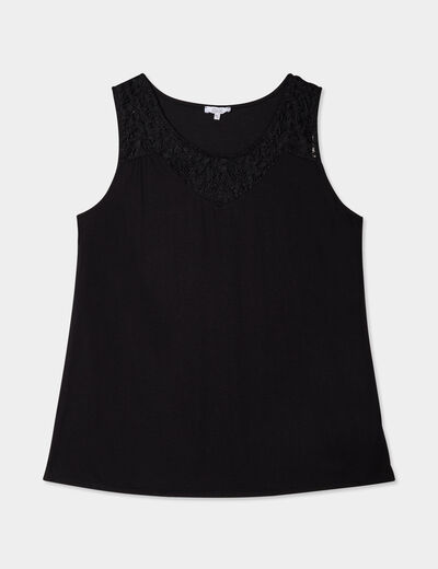 Débardeur col en dentelle noir femme grande taille
