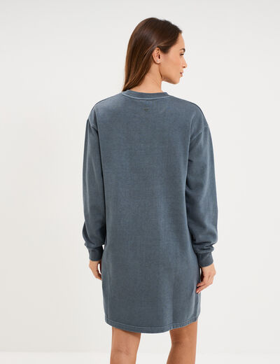 Robe sweat molleton manches longues gris femme